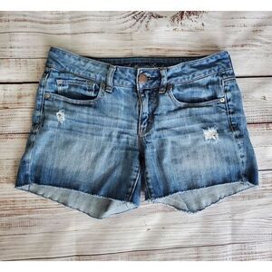 6 American Eagle Distressed Denim Ripped Cut Off Jean Shorts AE Blue Jeans Raw